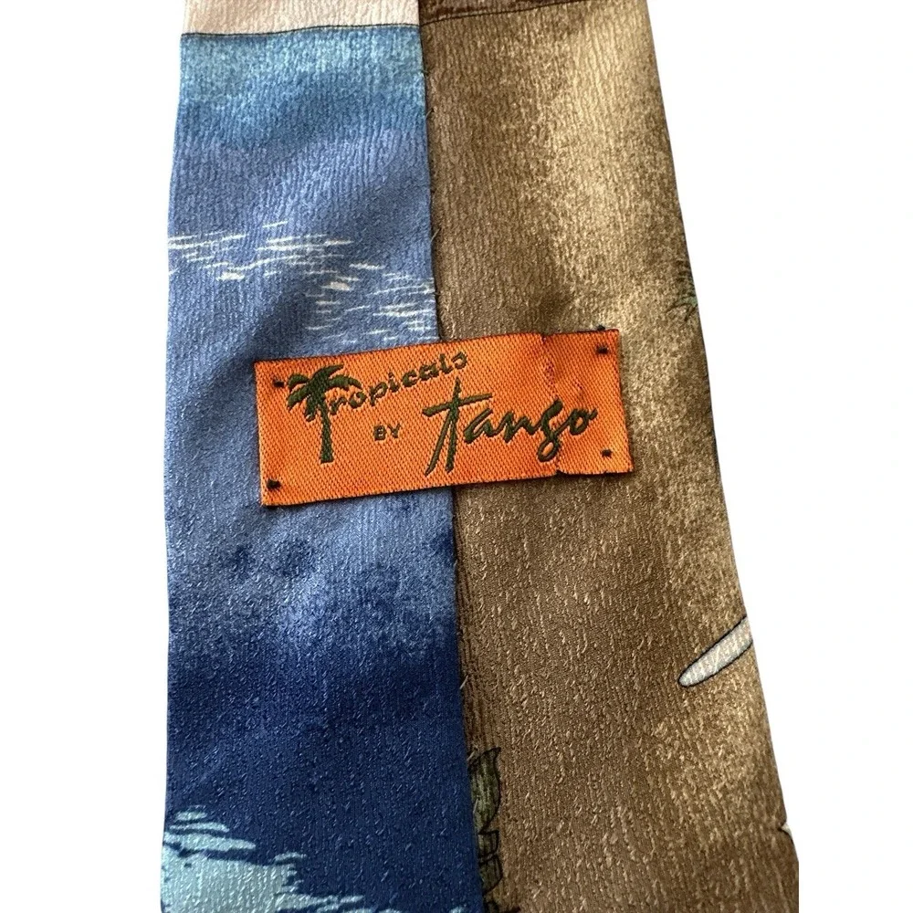 Vintage Tie Tropicals by Tango 100% Silk Palms‎ Ocean Tropical Beach Outdoor